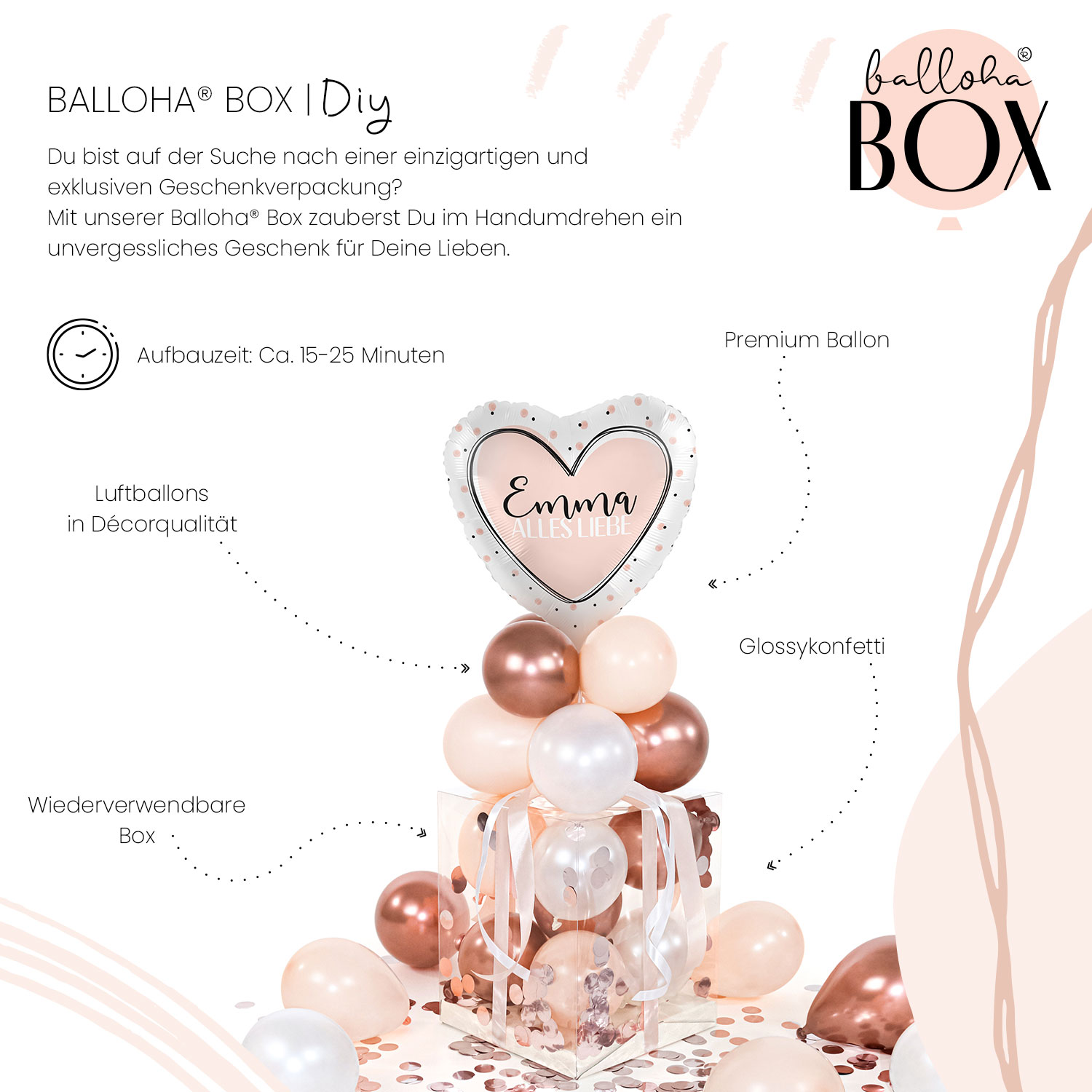 Balloha® Box mit Personalisierung - DIY Glossy Heart