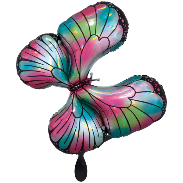 1 Ballon XXL - Iridescent Teal & Pink Butterfly