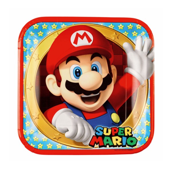 8 Pappteller - Ø 23cm - Super Mario
