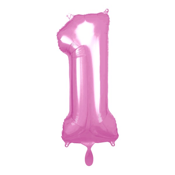1 Ballon XL - Zahl 1 - Pink