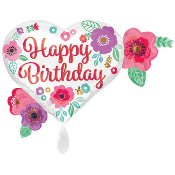 1 Ballon XXL - Happy Birthday Floral Print