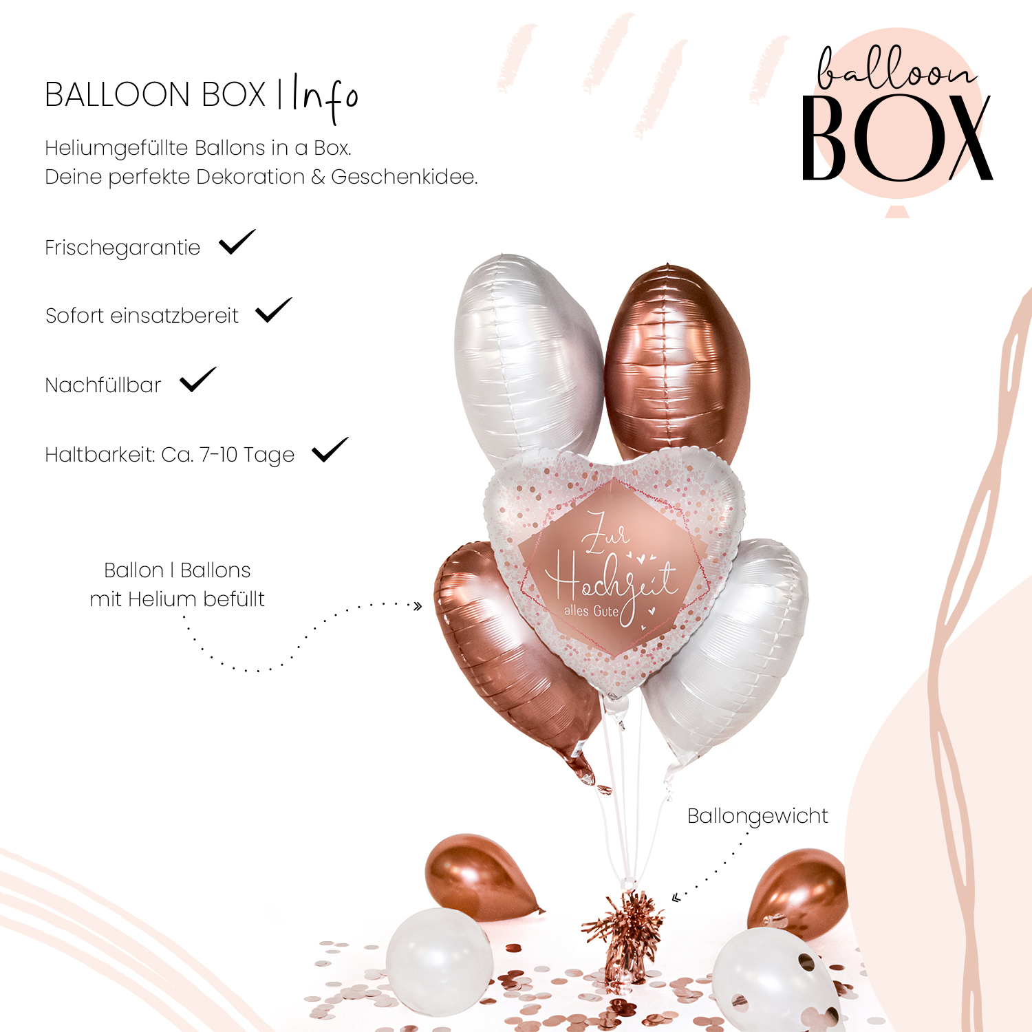 Heliumballon in a Box - Zur Hochzeit alles Gute