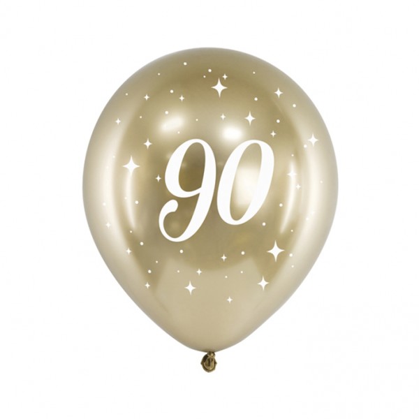 6 Motivballons - Ø 30cm - Glossy Gold - 90