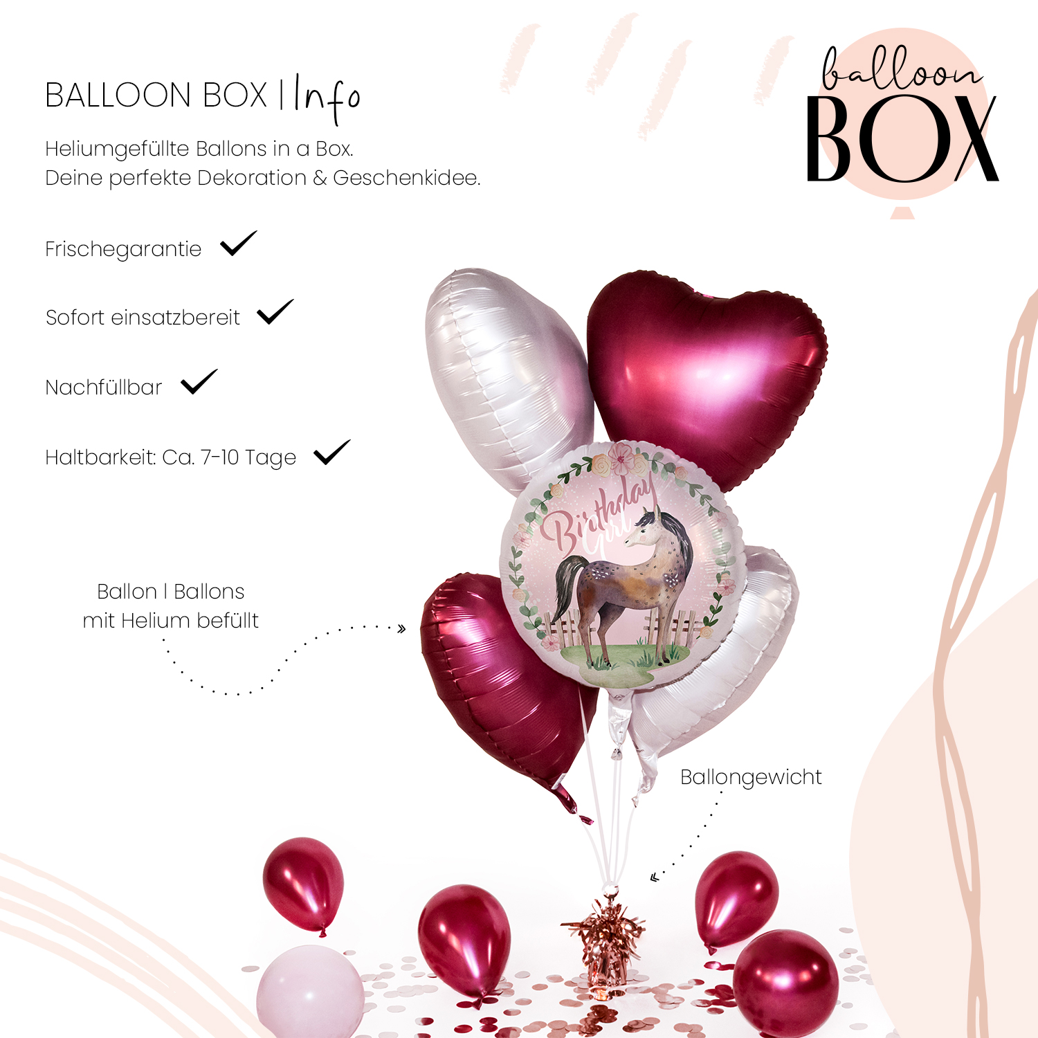 Heliumballon in a Box - Charming Horse Birthday