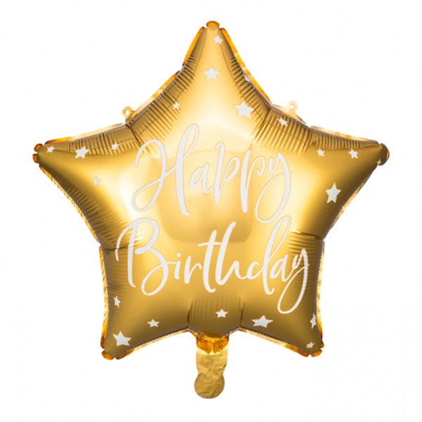 1 Ballon - Happy Birthday Star - Gold