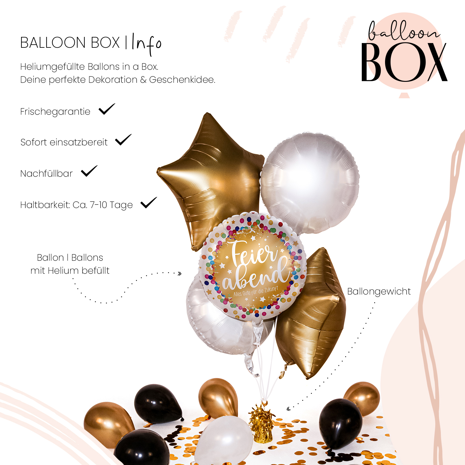 Heliumballon in a Box - Feierabend Konfetti