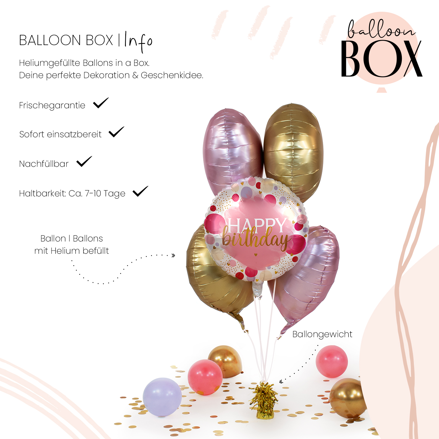 Heliumballon in a Box - Sweet Birthday