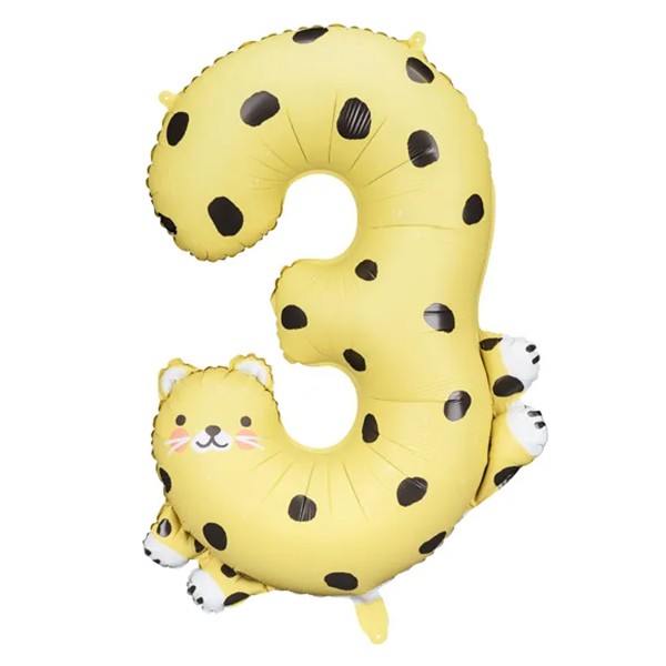 1 Ballon XXL - Zahl 3 - Leopard