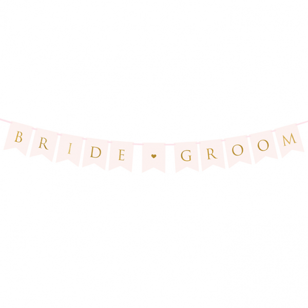 1 Bannergirlande - Bride & Groom - Rosa