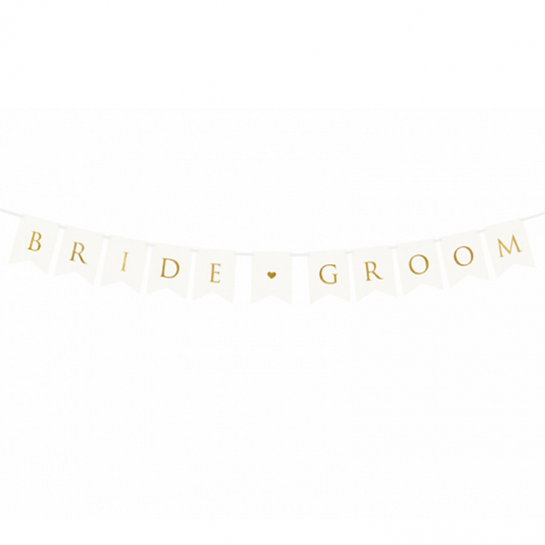 1 Bannergirlande - Bride &amp; Groom - Weiß