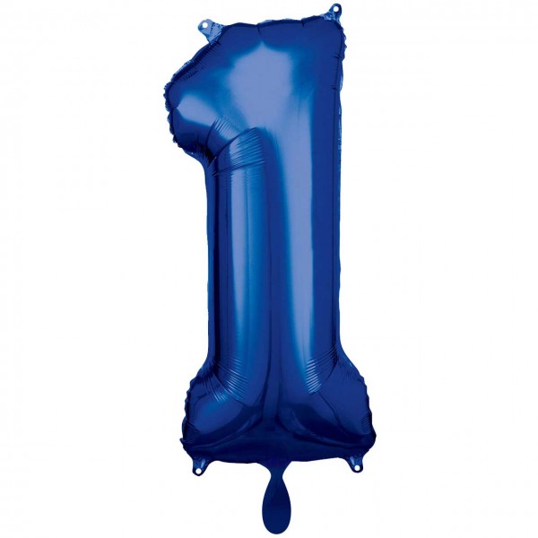 1 Ballon XXL - Zahl 1 - Blau