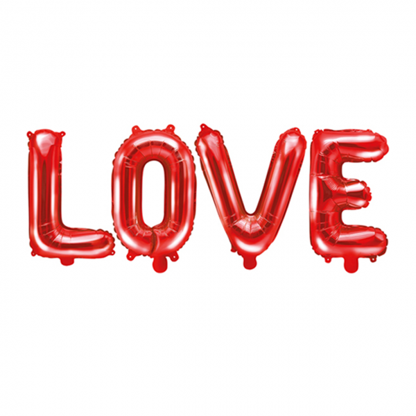 1 Ballon - Schriftzug - LOVE - Rot