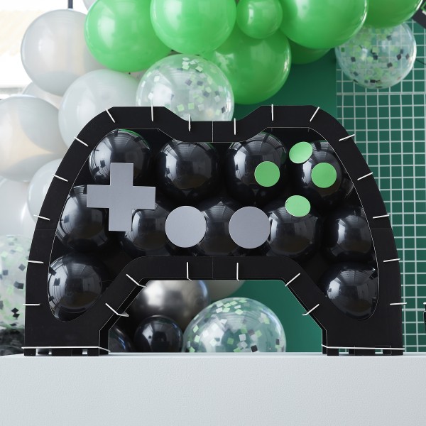 1 Balloon Mosaic - Controller Shaped with Balloons &amp; Customisable Buttons - Black, Green &amp; Grey