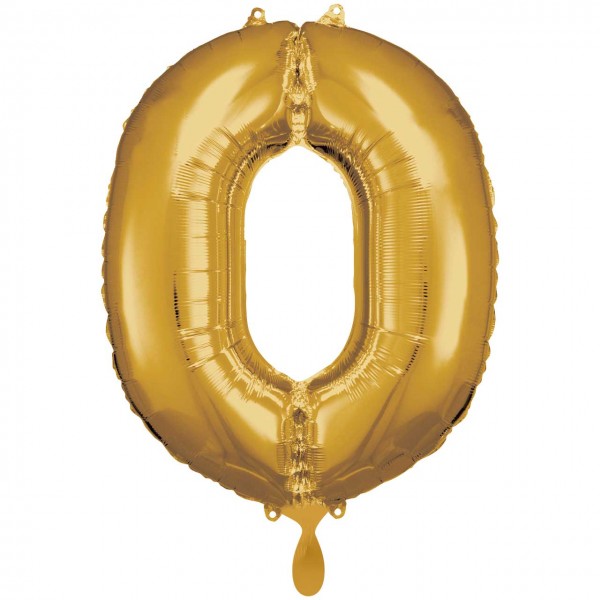 1 Ballon XXL - Zahl 0 - Gold