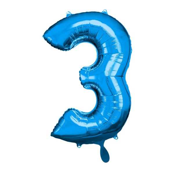 1 Balloon XL - Zahl 3 - Blau
