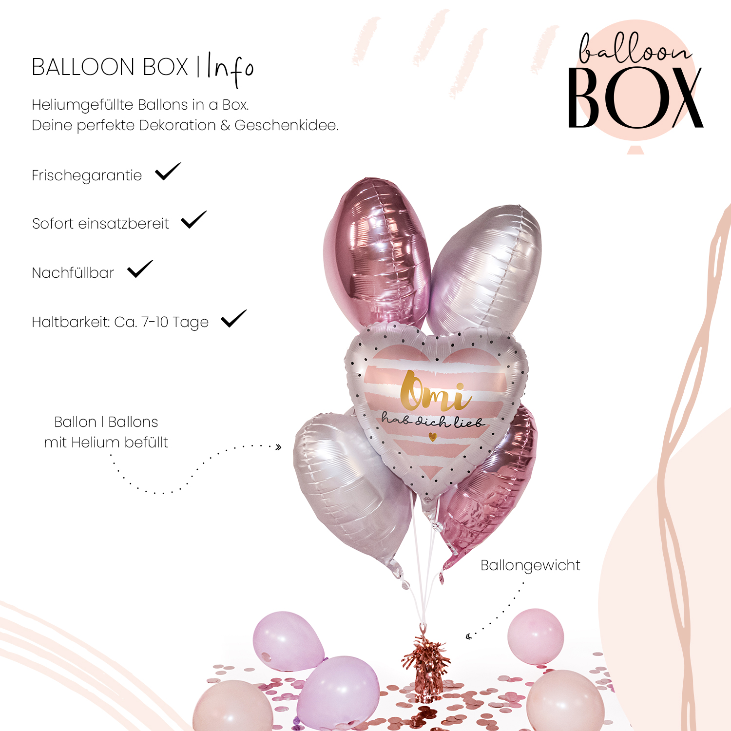 Heliumballon in a Box - Omi hab Dich lieb
