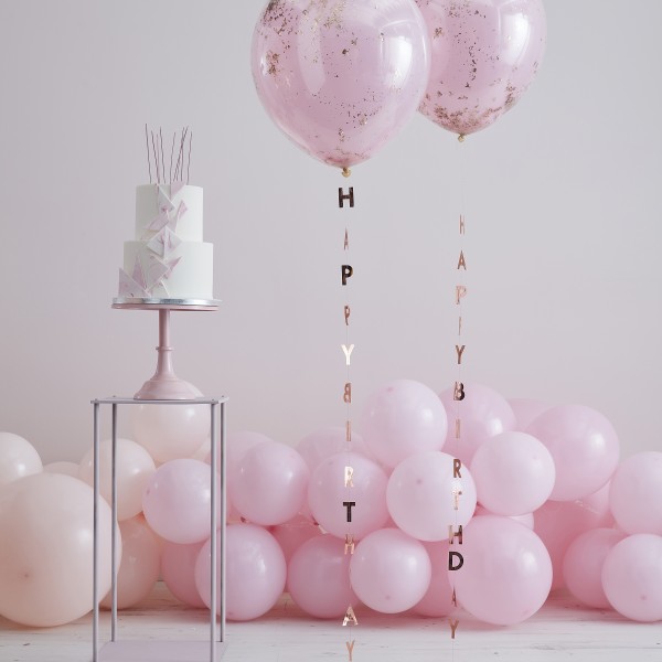 5 Balloon Tail - Happy Birthday - Rose Gold