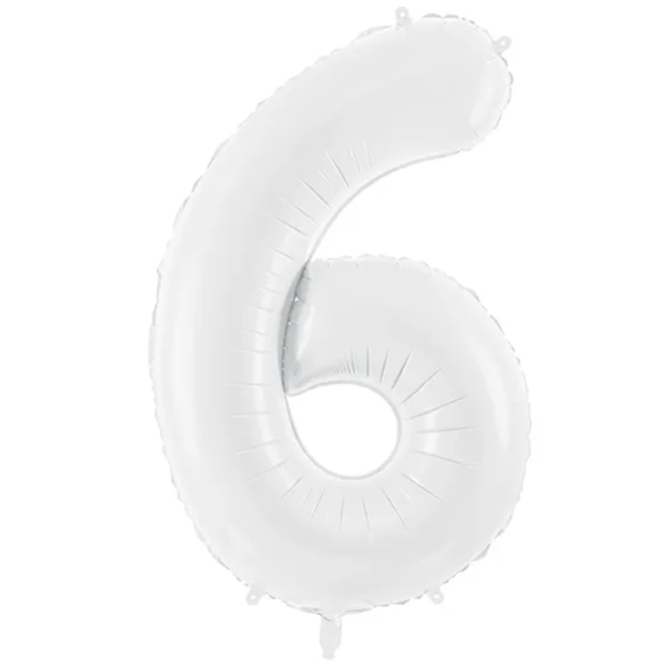 1 Ballon XXL - Zahl 6 - Weiß