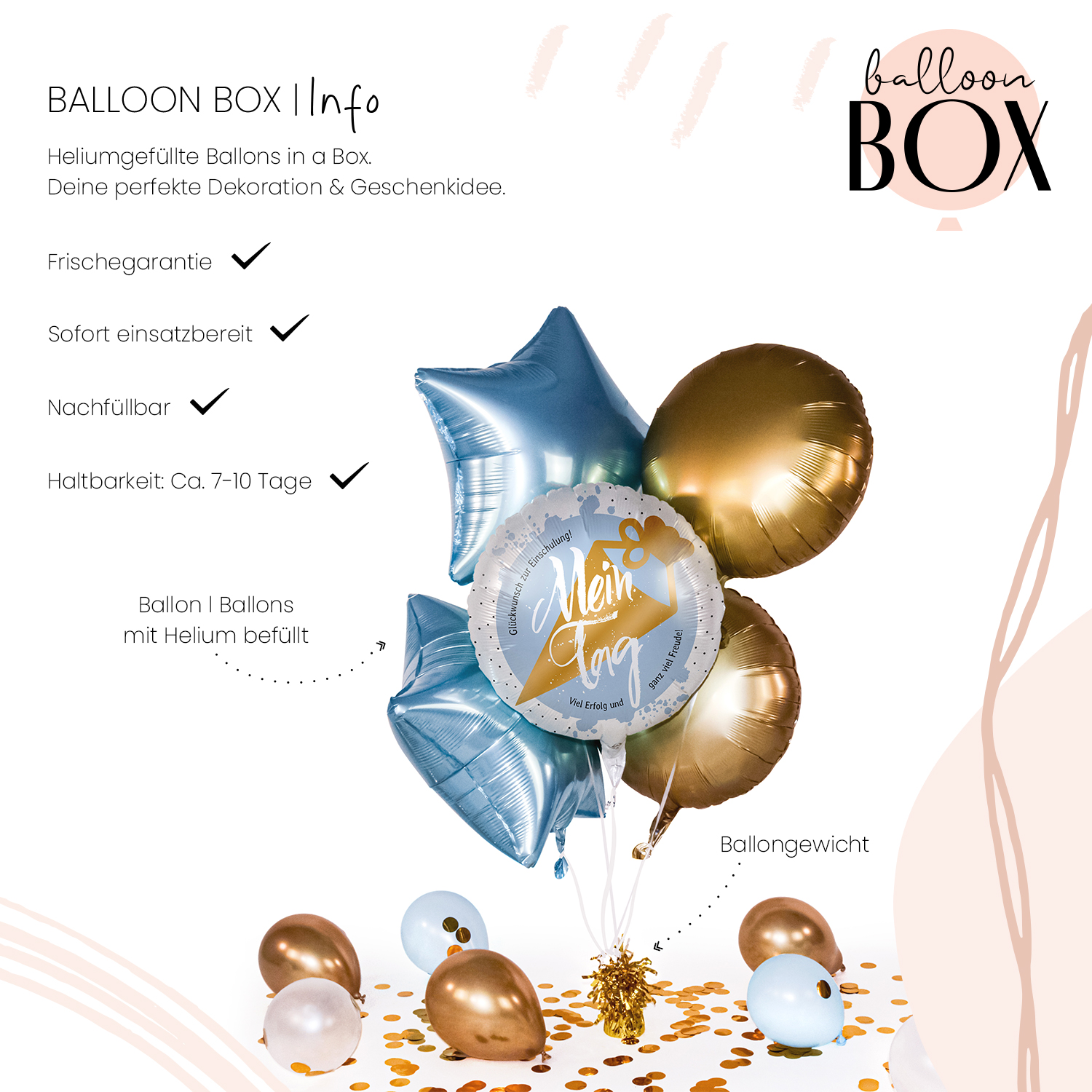 Heliumballon in a Box - Mein Tag Schultüte Hellblau