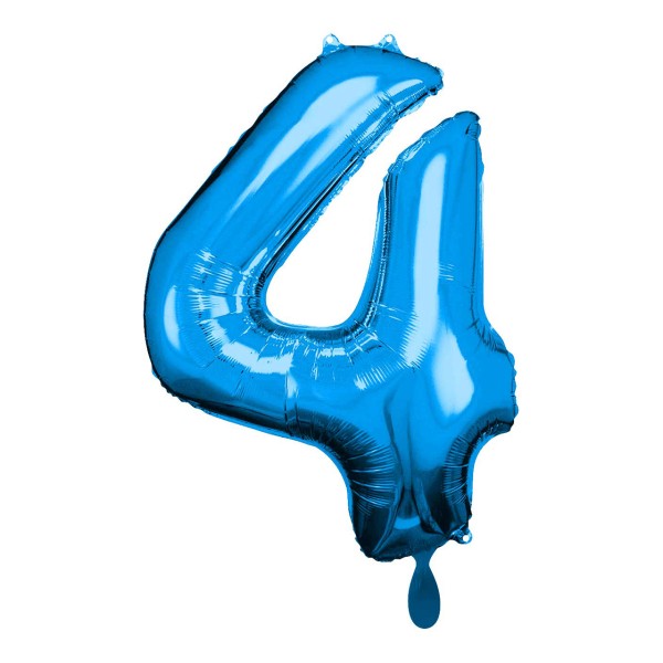 1 Balloon XL - Zahl 4 - Blau
