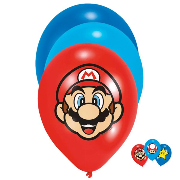 6 Motivballons - Ø 27,5cm - Super Mario