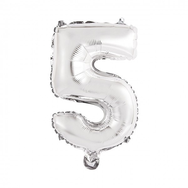 1 Ballon XS - Zahl 5 - Silber
