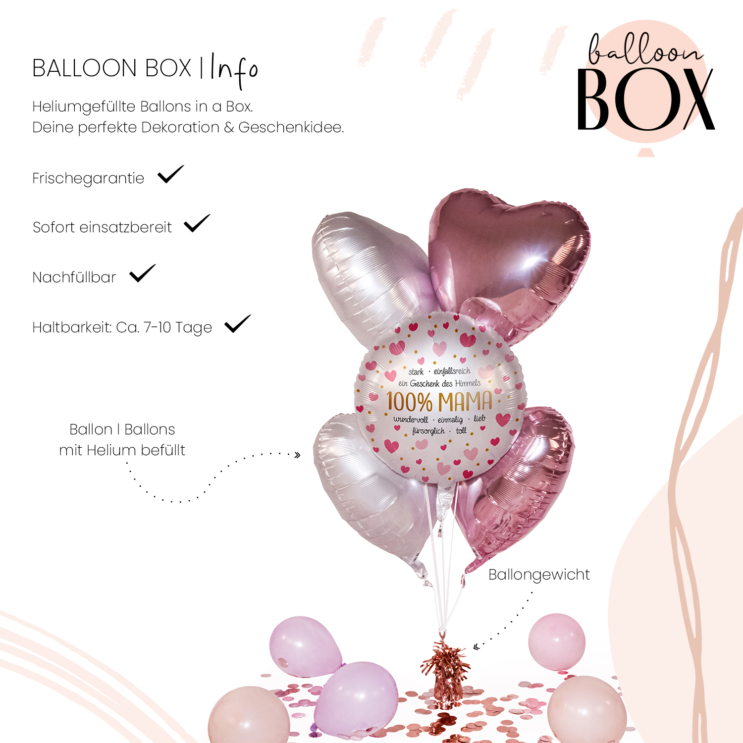 Heliumballon in a Box - 100% Mama