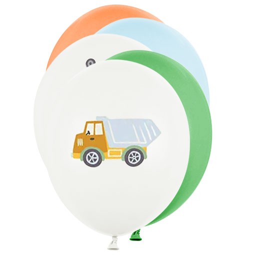 6 Motivballons - Ø 30cm - Construction vehicles