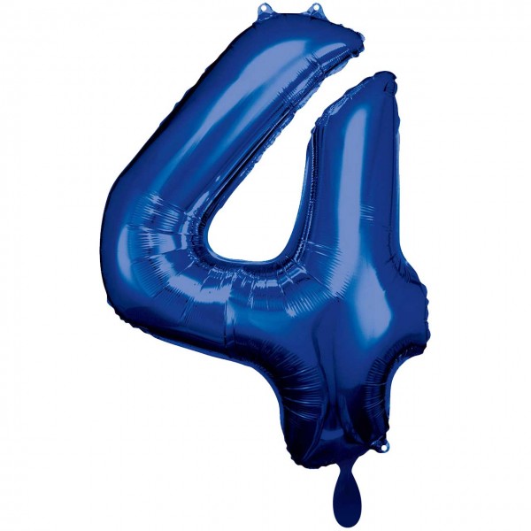 1 Ballon XXL - Zahl 4 - Blau