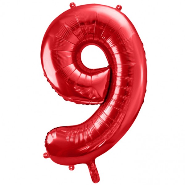 1 Ballon XXL - Zahl 9 - Rot