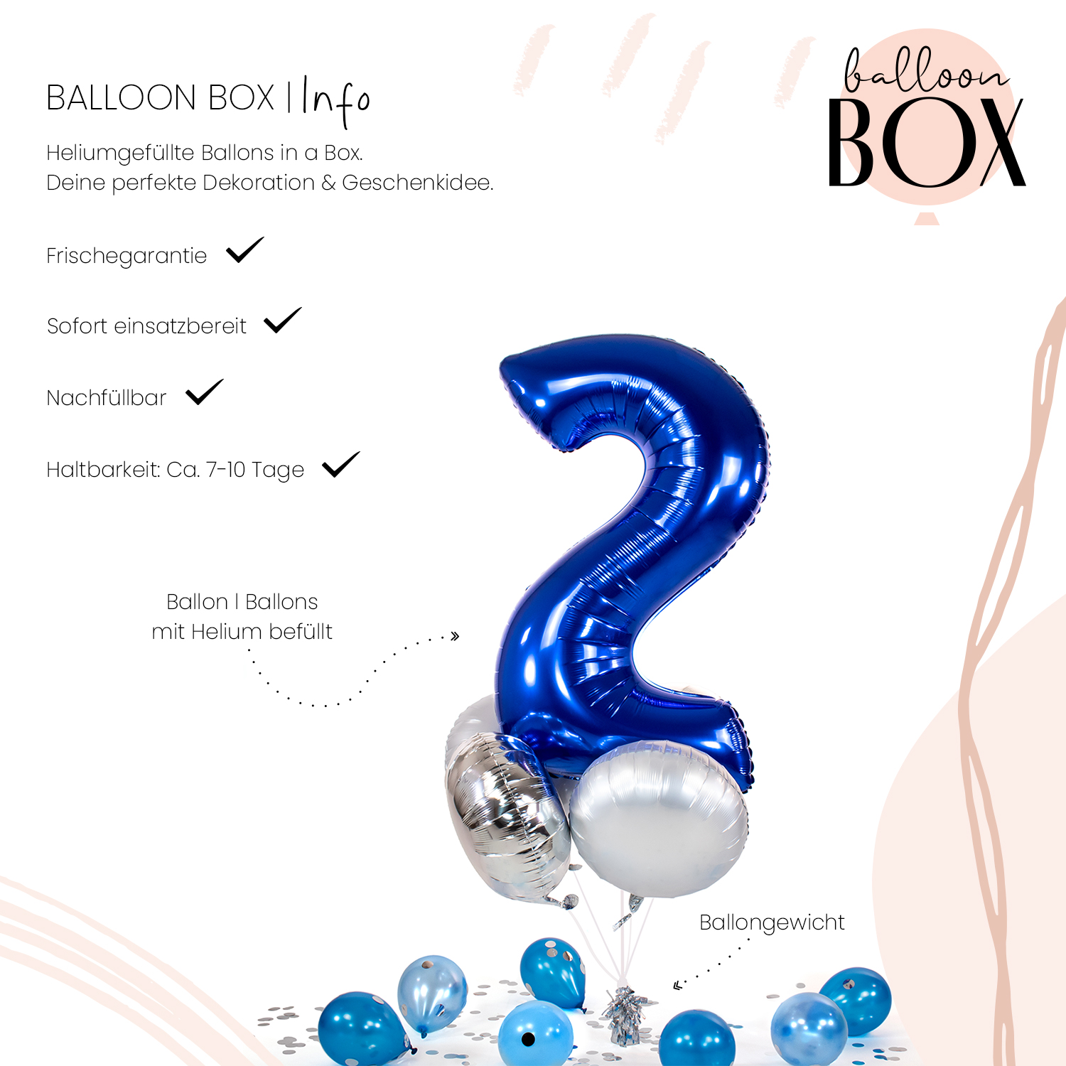 Heliumballon in a Box - Blue Two