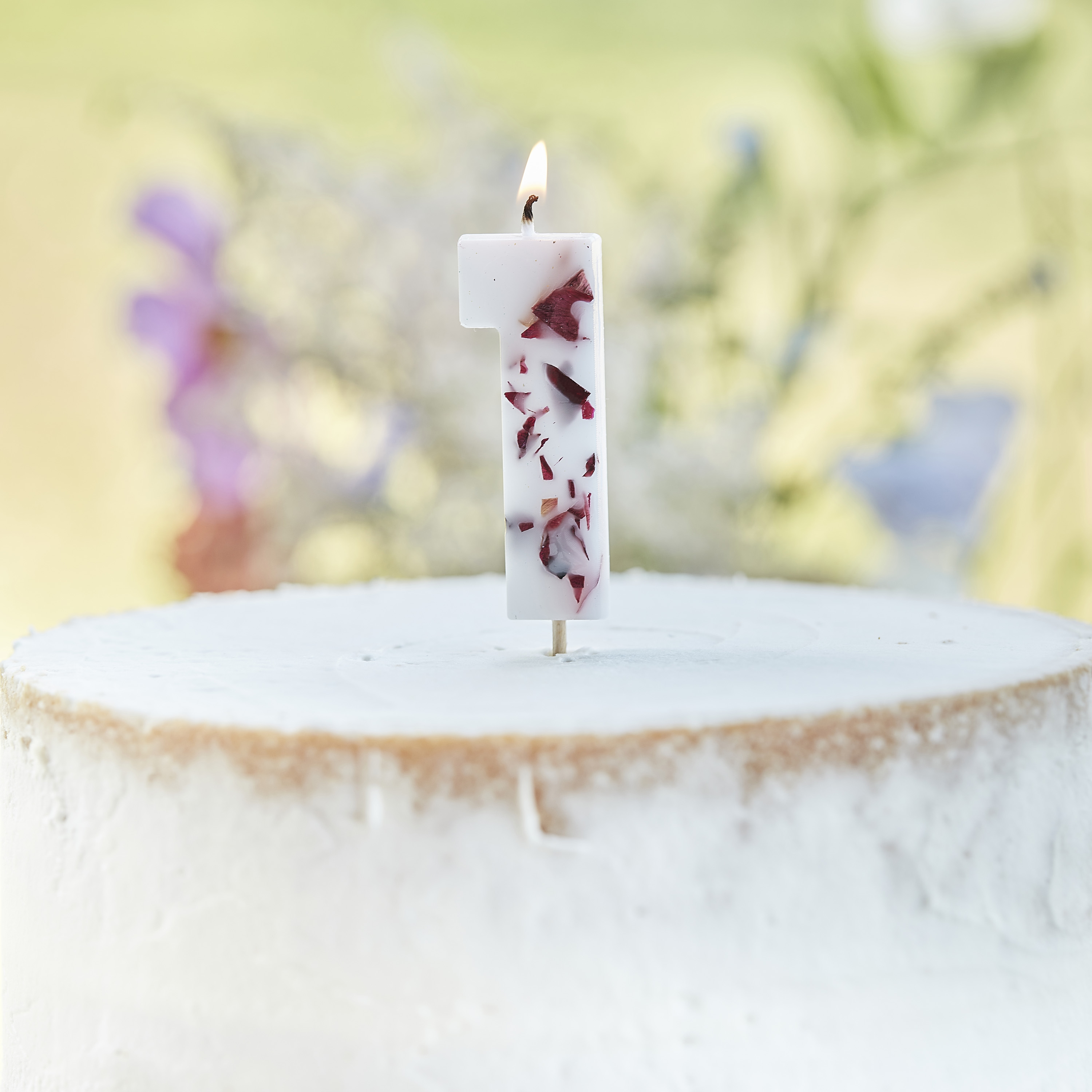 1 Candle - Number 1 - Pressed Petals