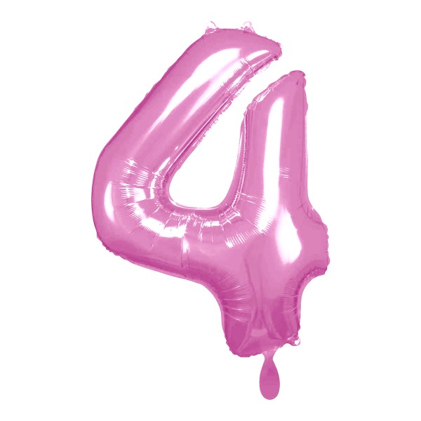 1 Ballon XL - Zahl 4 - Pink