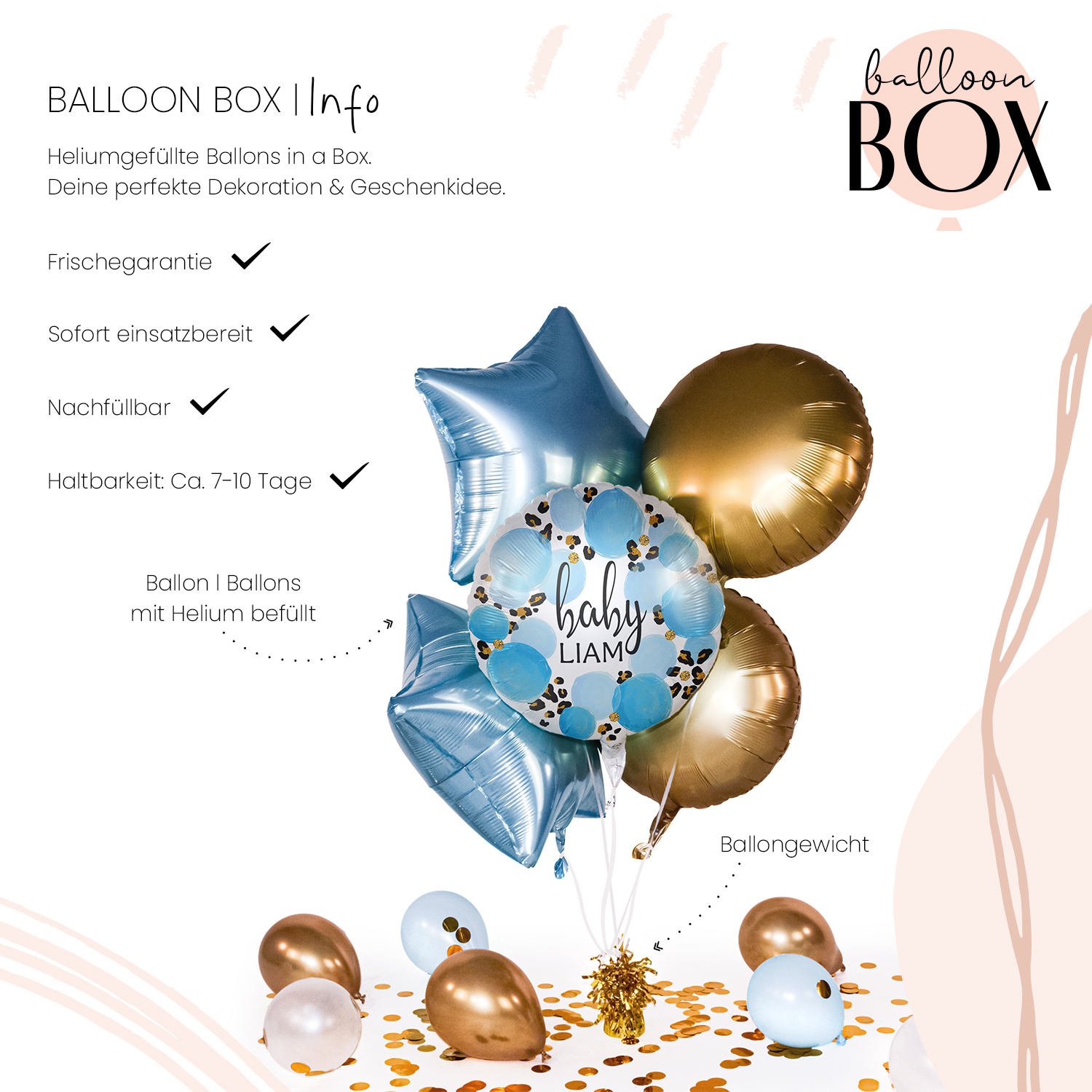 Personalisierter Ballon in a Box - Baby Boy Leopard