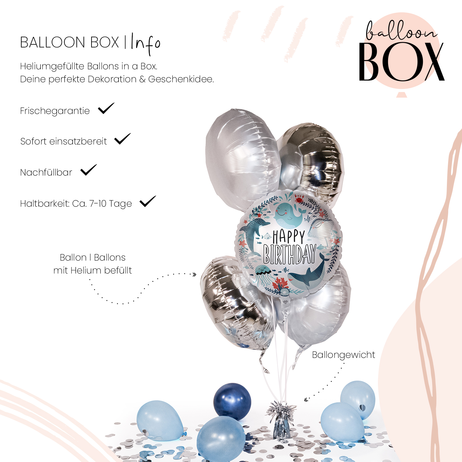 Heliumballon in a Box - Under The Sea Birthday