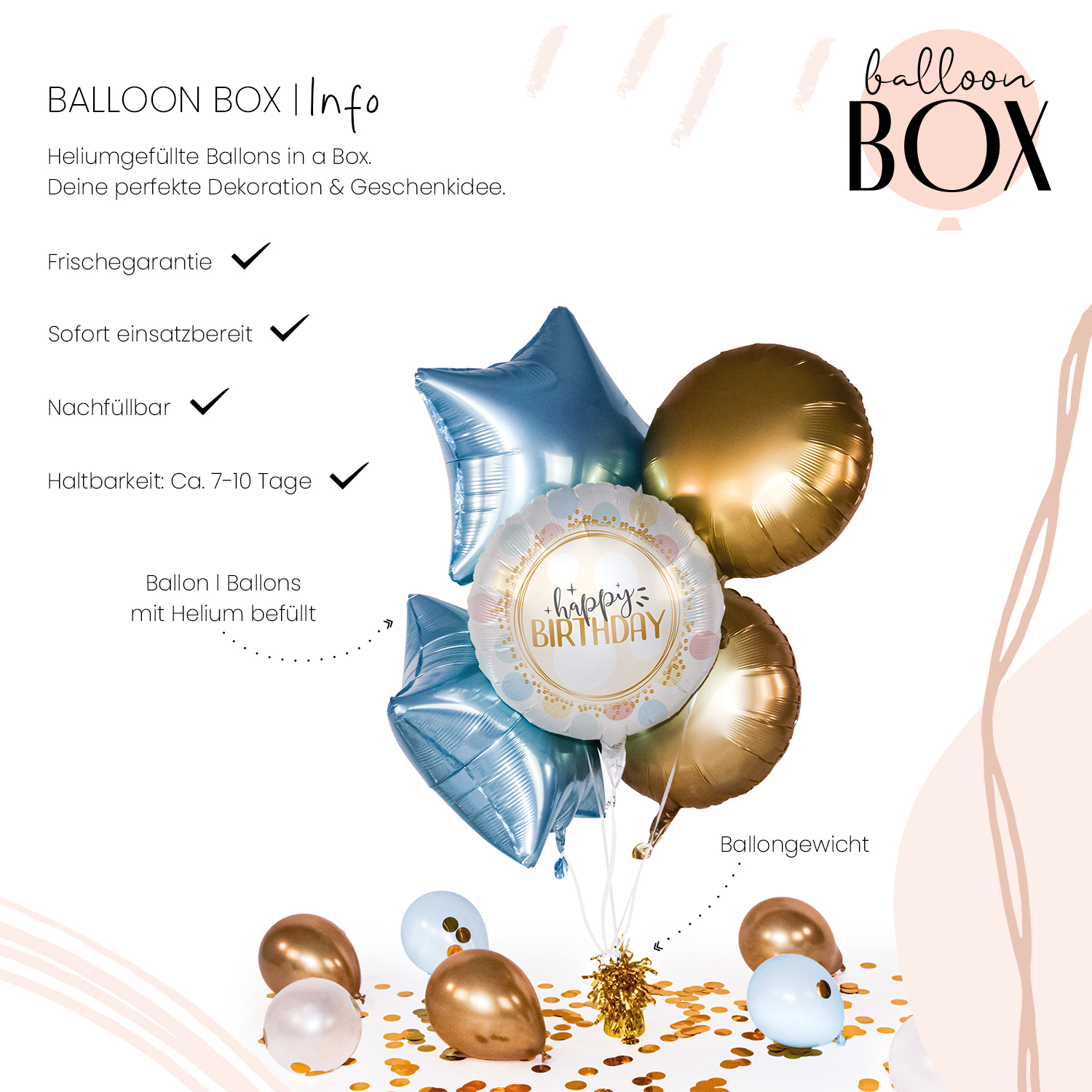 Heliumballon in a Box - Birthday Rainbow Dots